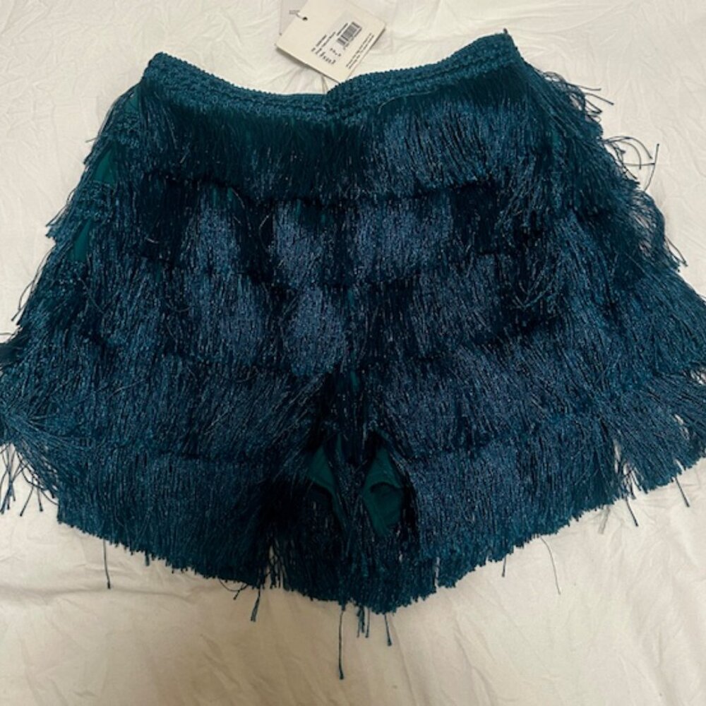 Fringe Shorts (size 6, blue/teal)